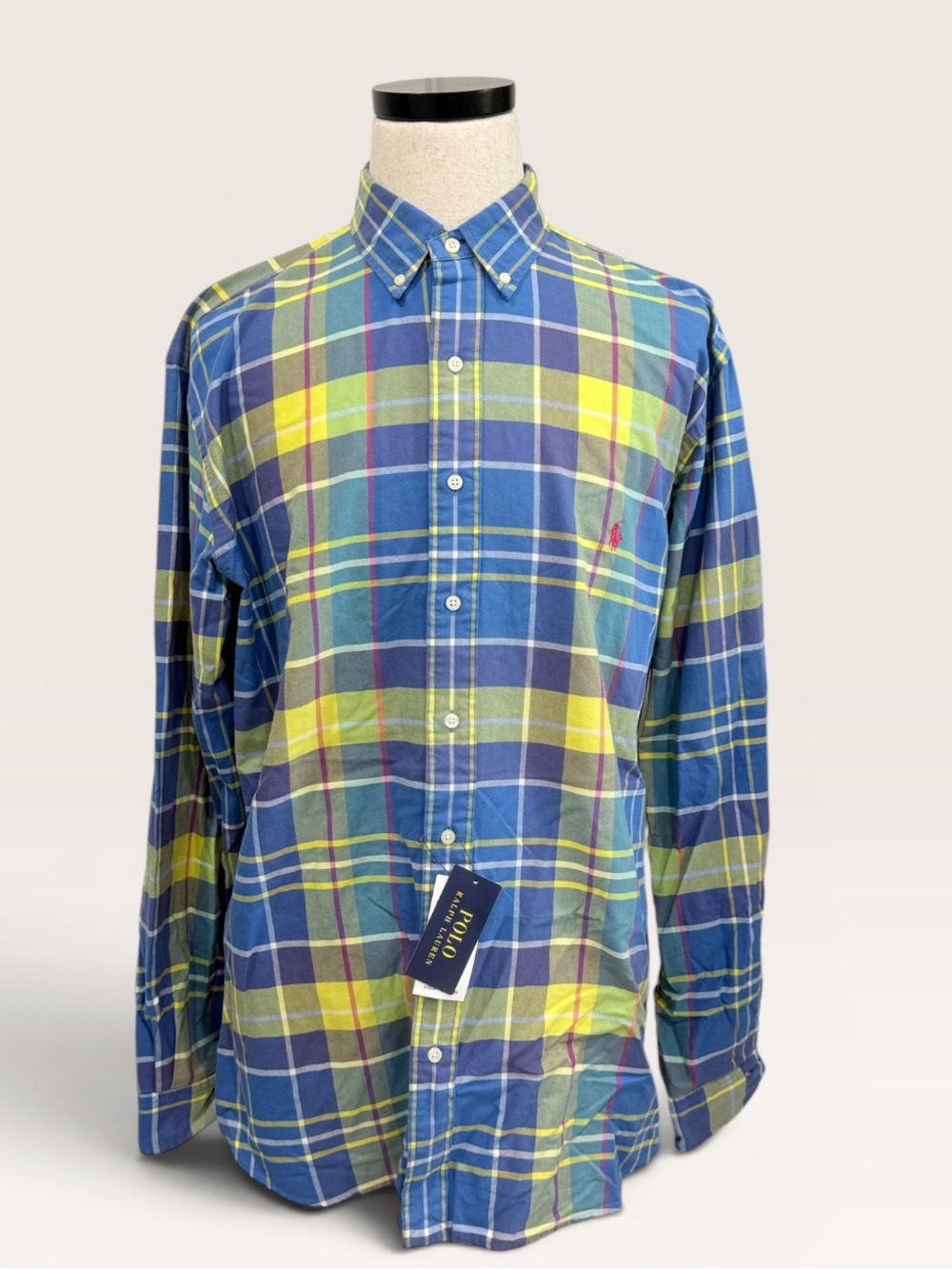 Polo Ralph Lauren XLT 100% Cotton Madras Plaid Button Down Long Sleeve Shirt NWT
